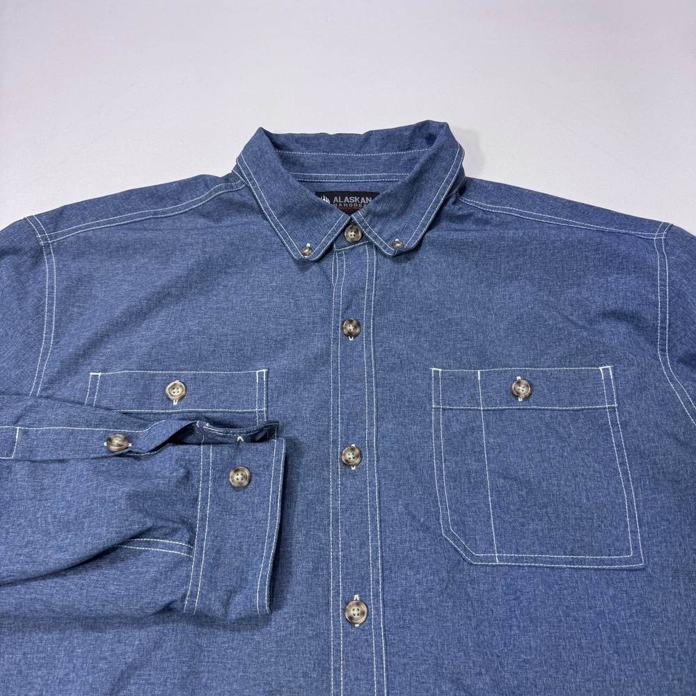 Alaskan Hardgear Duluth Standard Mens 2XL Blue Button Down Work Shirt Outdoor